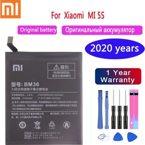 2020 years xiaomi 100% New Original Replacement Battery BM36 For Xiaomi Mi 5S Authentic Phone Battery 3200mAh