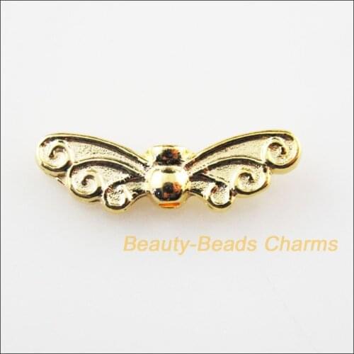 New 30Pcs Gold Color Animal Dragonfly Wings Spacer Beads Charms 6.5x22mm