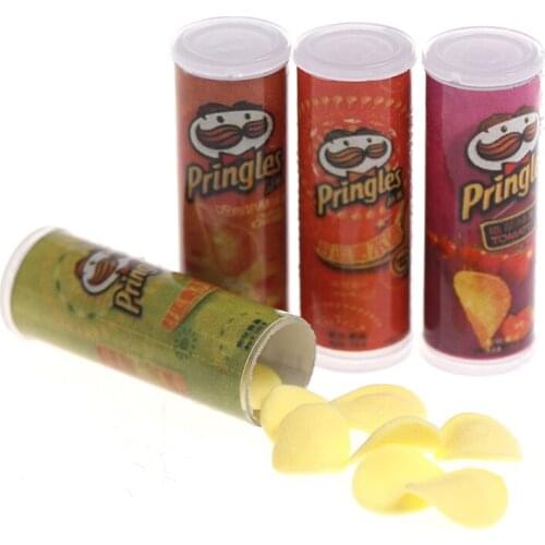 4Pcs/set 1:12 Dollhouse Miniature Food Potato Chips Bottles Dolls Kitchen Food Mini Simulation Kitchen Food For Doll Toy