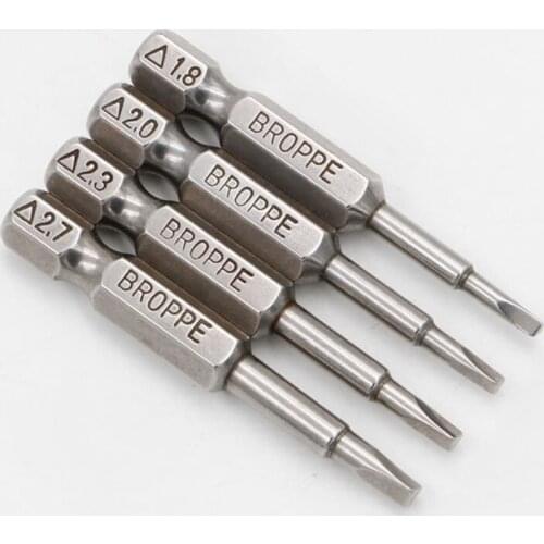 4 Pcs/set 1/4" 50mm 1.8-2.7mm Triangle Screwdriver Bits S2 Alloy Steel Electric Drill Screw-driver Head Power Driver Tools
