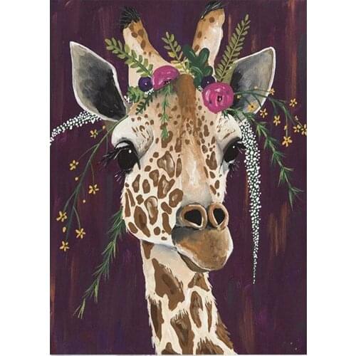5D pintura de diamante redondo animal jirafa bordado de diamantes punto de cruz mosaico decoración del hogar