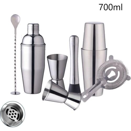 7Pcs/set Cocktail Shaker Stainless Steel Bar tools with Strainer Bars Set for Bartender Drink Party accessory