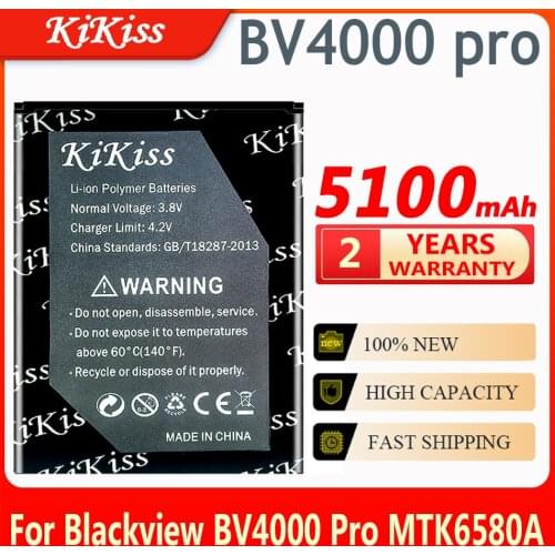 KiKiss 5100mAh Mobile Phone Battery for Blackview BV4000 / BV4000 Pro MTK6580A Smart Phone Battery BV 4000 Pro