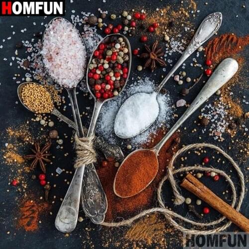 HOMFUN Full Square/Round Drill 5D DIY Diamond Painting "Kitchen spice scene" Embroidery Cross Stitch 5D Home Decor A27055