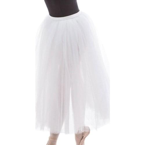 Dance Favourite White Long Practicing Ballet Tutu Half Ballerina Class Long Ballet Tutu Women Adult size Tutu with Panty