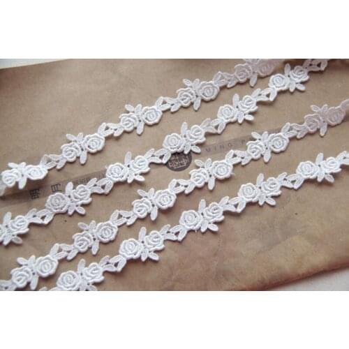 15Yds White Lace Trim Embroidery Lace Ribbon Home Decoration Trimming Water Soluble Polyester Applique For Sewing Craft