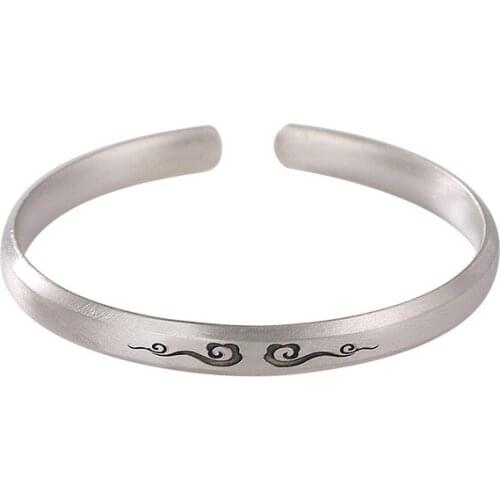 S999 pure silver bracelet retro personality and minimalism all-match Xiangyun Lady Sterling Silver open wristband bracelet
