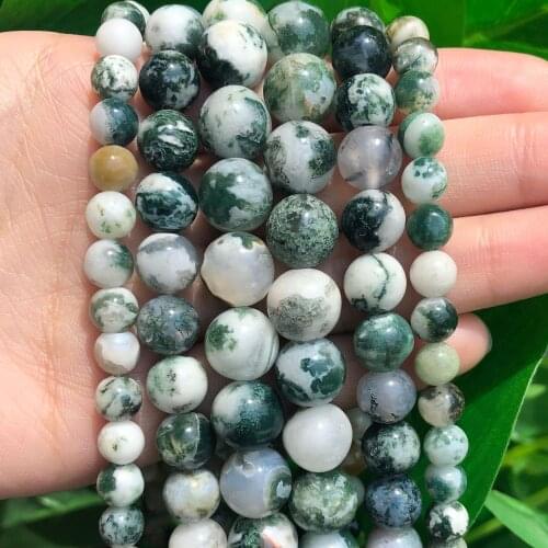 15'Strands 4/6/8/10/12mm Natural Stone Tree Agates Bead Round Loose Spacer Beads For Jewelry Making Findings DIY Bracelet