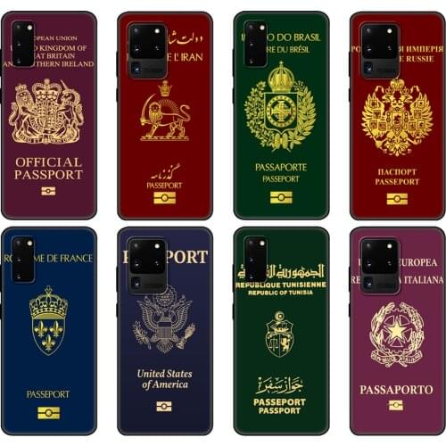 Black tpu Case For Samsung galaxy S20 /S20 PLUS/S20 ultra/S20+ /S20FE back cover fashion passport