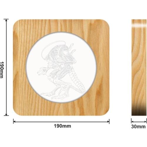 Alien Monster 3D LED Arylic Wooden Night Lamp Table Light Switch Control Carving Lamp for Friends Fans Party Birthday Gift