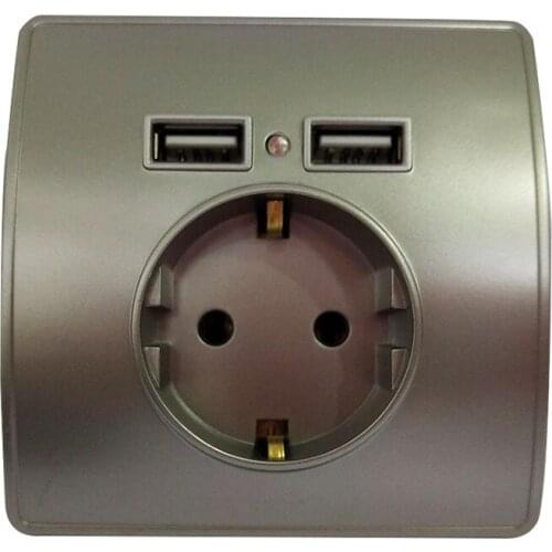 Dual Usb Port 5V 2A High Quality 2019 Electric Socket Switch Power Charging EU plug Wall Charger Adapter