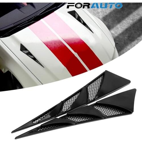 FORAUTO 1 Pair Car Hood Stickers Black Side Air Intake Flow Vent Cover Decorative Car Exterior Decoration Universal Car-styling