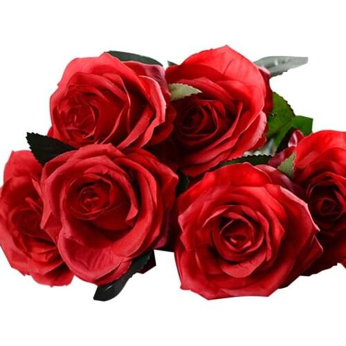 Hot Sales Lifelike Artificial Rose Flower Romantic Faux 10-Head Fake Flowers For Home Wedding Party Event Decoration Accessories