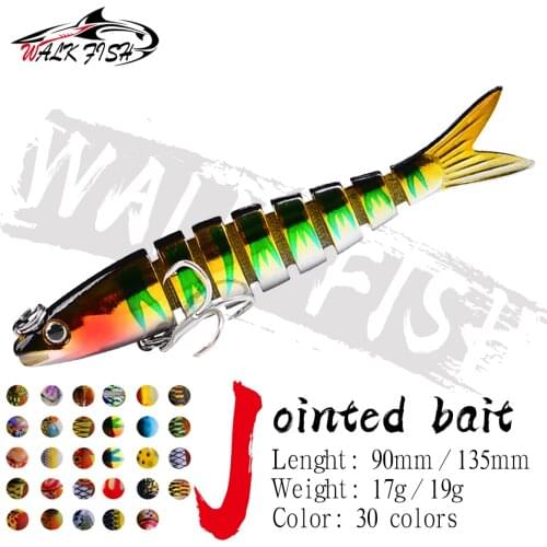WALK FISH 7G/19G 8 Segment Section Bait Minnow Wobblers Sinking Fishing Baits Multi Jointed Bait Pike Bass Fishing Tackle
