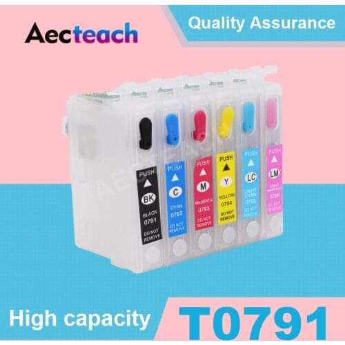Aecteach Refill Ink cartridge T0791 for Epson Stylus Photo 1400 1500W P50 Artisan 1430 Printer