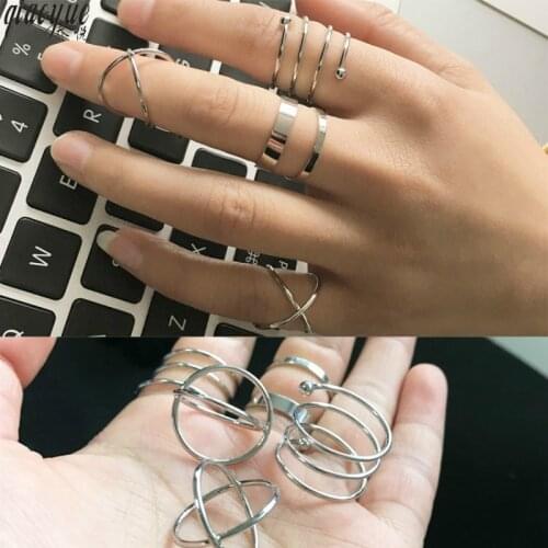 Korean ornaments retro exaggerated joint ring 6 sets of rings Rings For Women Vintage Bijoux Lord Of The Rings