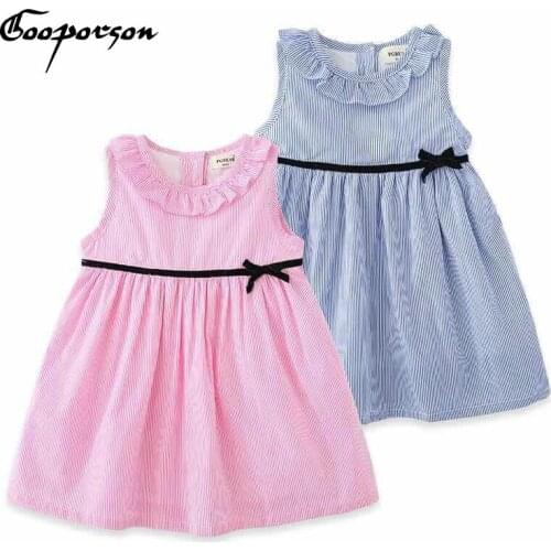 Girls Summer Dress Sleeveless Striped Dress Children Clothing Outfits Pink/blue Casual Dress New 2019 Clothing Cute Style