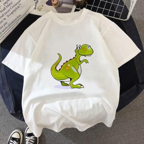 Summer Top Tee Dinosaur Printed Lady O-Neck T-shirt Women Short-sleeved Tops Tees Letters Fun T-shirt Female Clothing