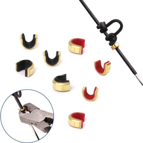 12pcs Archery Arrow Bow Strings Buckle Clip Nock Set Copper Nocking Point Bow String Position Shooting Accessories