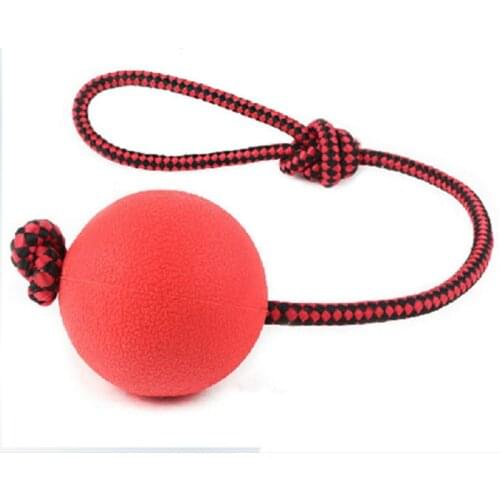 Indestructible Dog Ball Pet Puppy Tug Balls Training Toys Pet Chew Toys Small Size Solid Rubber Balls with Rope New Arrival