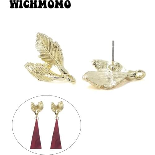 2019 New 24*17mm 6pieces/bag High Quality Zinc Alloy Leaves Earring Base Connectors Linkers for DIY Earring Jewelry Accessories