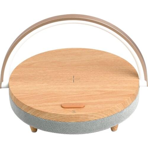 2021 New Bluetooth Speaker Wood Wireless Chargers LED LAMP Chargeurs Holder 10W High Power Fast Charging Stand