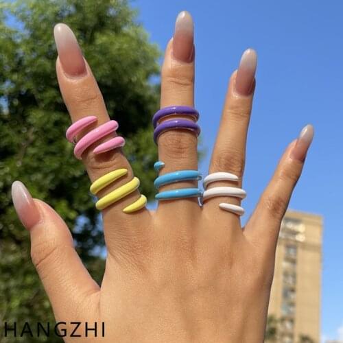 INES New Rainbow Color Drip Oil Spiral Entangled Snake Metal Rings for Women Girl Party Travel Fashion Jewelry Gift HANGZHI 2021