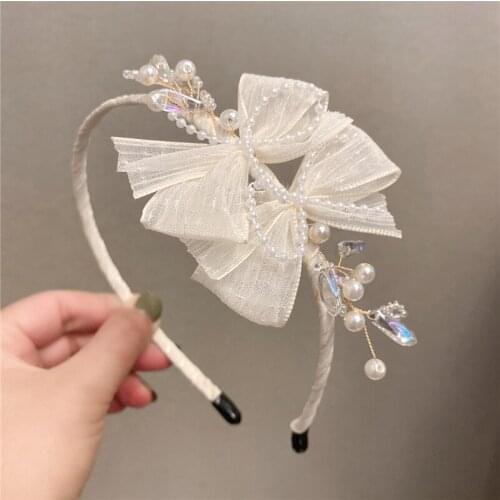 Korean Pearl Hairbands Retro French Solid Fabric Bow Elegant Headband Girl Hair Accessories Hair Hoop Hair Band Wedding Party
