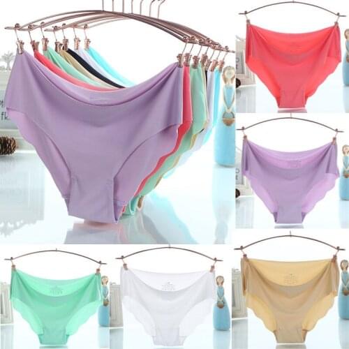 Sexy Women Brief Soft Candy Color Solid Panties Underpants Seamless Lingerie Briefs Hipster Underwear Panties