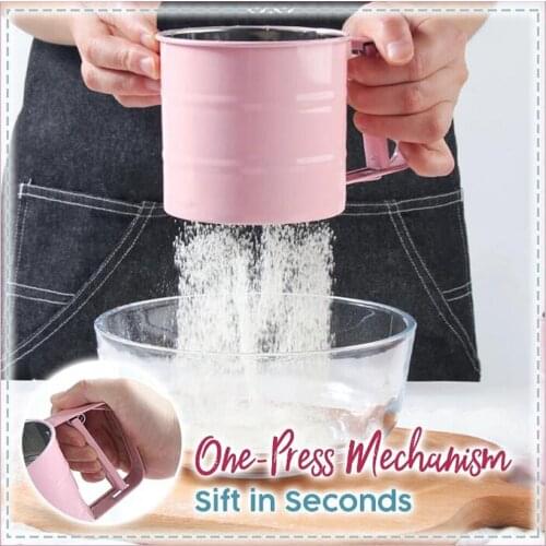 Handheld Flour Sieve Home Kitchen Flour Icing Sugar Strainer Cup Stainless Steel Mesh Sieve