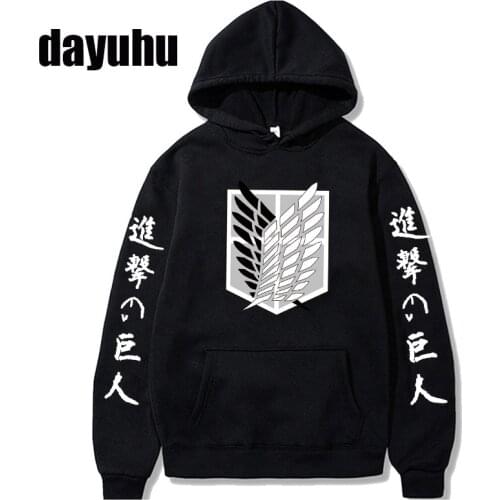 Shingeki No Kyojin Japanese Anime Hoodies Men Harajuku Attack on Titan Graphic Sweatshirt Titans Attack Unisex Manga Male 90s