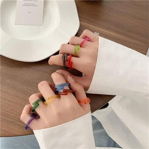 Seven Color Jelly Color Ring 2021 New Product Resin Acrylic Ins Style Personality Elegant Round Shape Ring Accessory Small Gift