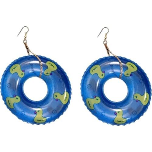 New Korean Kawaii Funny Plush Small Stud Cute Little Yellow Duck Swimming Hoop Dangle Earrings Fashion Jewelry 2021