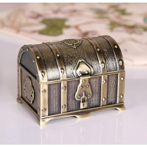 Metal Craft European Classical Treasure Chest Pirate Box Pearl Treasure Box Creative Retro Jewelry Ring Jewelry Organizer