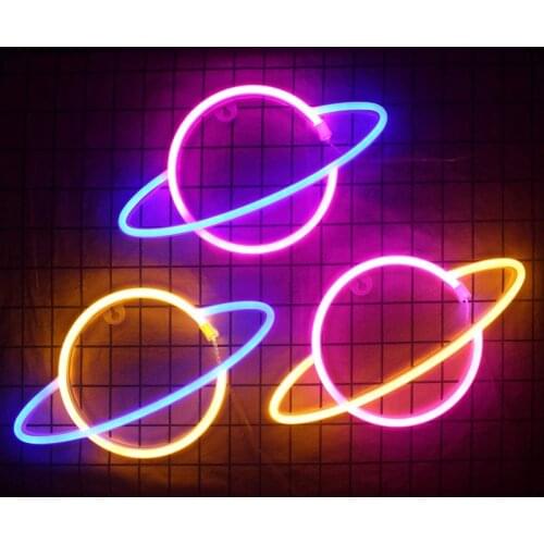 Planet Led Neon Light Sign USB Battery Powered Night Light Party Wedding Christmas Holiday Home Room Wall Decorative Lamp