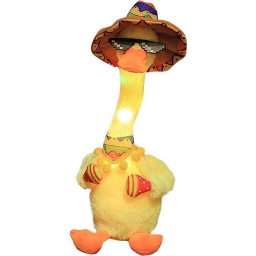 T5EC 12in Electric Toy Stuffed Doll Duck Toy for Kids Gift Party Favors Battery USB Charge Built-in 60/120 Song Soft Cotton