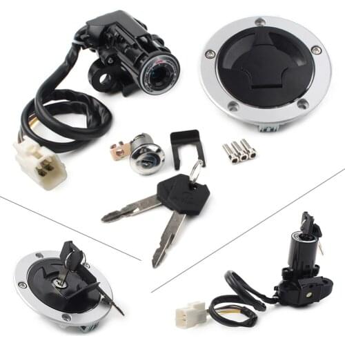 Motorcycle Fuel Gas Cap Ignition Switch Seat Lock Set w/ Key For Kawasaki Ninja ZX6R ZX636 2013-2018 / ZX10R ZX1000 2011-2019