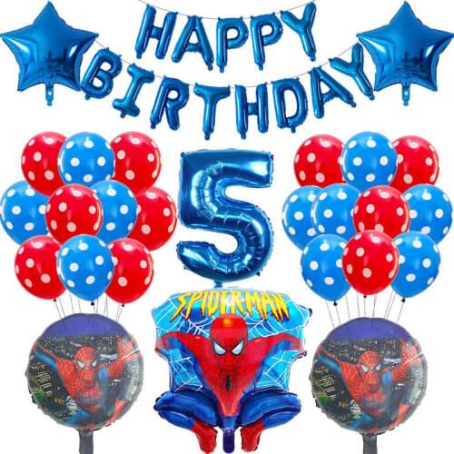 39pcs Spiderman Foil Helium Balloons red blue Number balloon hero Birthday Party Decoration Kids Toys Air Globos boy supplies