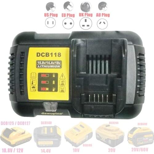 Dawupine DCB118 Li-ion Battery Charger Charging 4.5A For DeWalt 10.8V 12V 14.4V 18V Max. 60V DCB101 DCB200 DCB140 DCB105 DCB200
