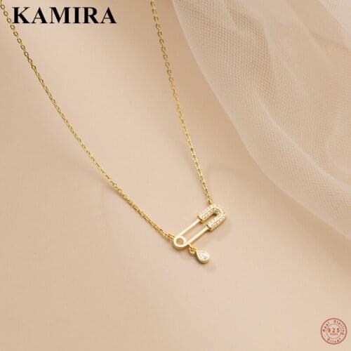 KAMIRA 925 Sterling Silver Bohemian Geometric Pin White Zircon Pendientes Necklace for Women Charms Choker Fine Jewelry Collares