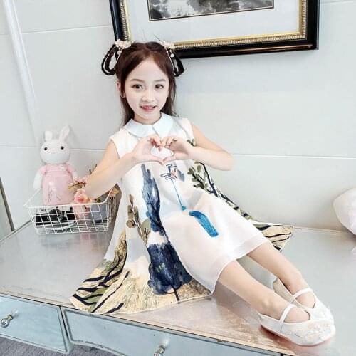 10 11 12 13 14 Years Old Girls summer dress princess dress child dress chiffon sleeveless vintage middle school big kids dresses