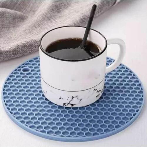 1pc Rubber Anti-scalding Table Mat Insulation Pads Kitchen Round Coaster Bowl Mat Pad Non-slip Honeycomb Pad Kitchen Accessories