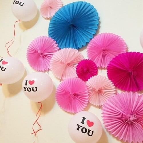 6inch 15cm Chinese Tissue Paper Fans Hanging White Flower Paper Crafts for Baby Showers Birthday Party Wedding Festival Supplies