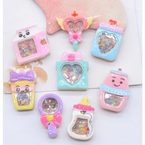 10Pcs Flowing Drink Bottle Lollipop Resin Dessert Figurines Miniatures Planar DIY Craft Home Decor Phone Case Accessory