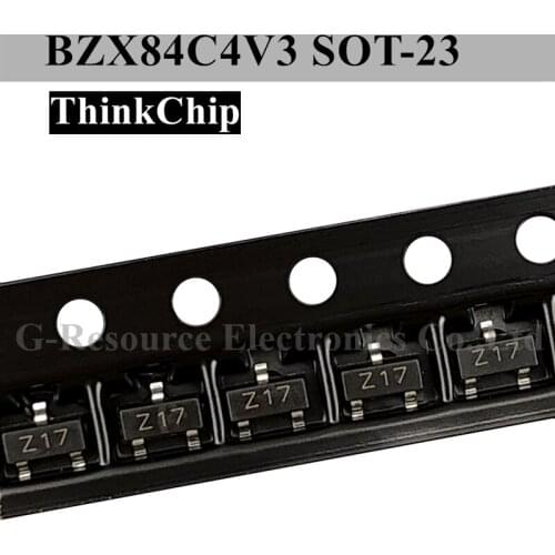 100pcs) BZX84C4V3 SOT-23 SMD Voltage Stabilized Diode 4.3V (Marking Z17)