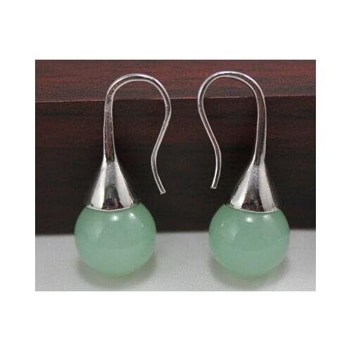 12mm green stone hook earrings 5.29
