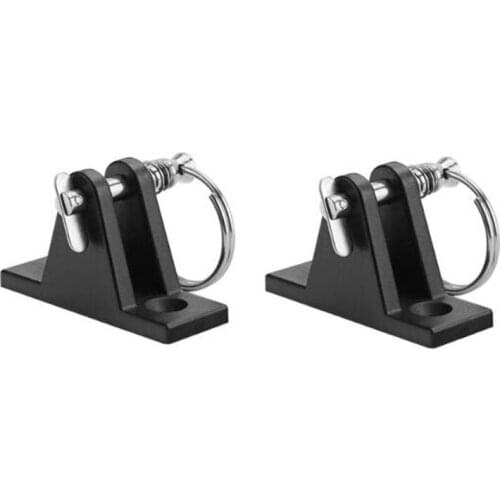 2 Pcs Black Nylon Deck Hinge with Quick Release Pin Ring for Boat Bimini Top Fitting