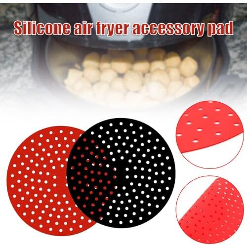 2 PCS Air Fryer Mats with Round Shape Reusable Long Lasting Durable Non-Stick Silicone Kitchen Accessory for Kitchen UD88