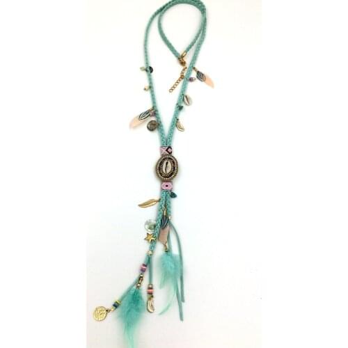 2016 New personalized cool handmade jewelry supplier feather pendant boho long Necklaces for women