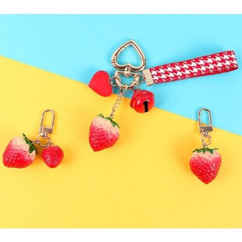3 Styles Cute 3D Strawberry love Keychain Car Charms pendant Handmade DIY gift bag pendant couple romantic key ring jewelry